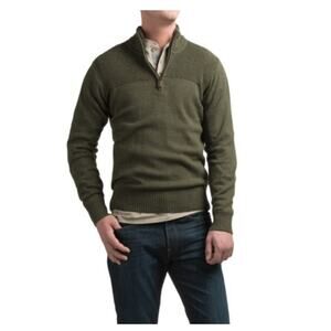 Coleman Quarter Zip Sweater Mens Large Sherpa Lined Collar Olive Drab Marl Green